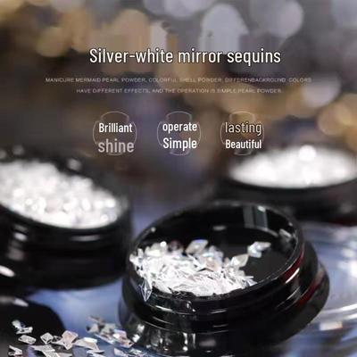 Silver White Mirror Nail Art Sequins - Brilliant, Shining, and Beautiful Nail Decorations.