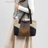 Damen Patchwork Handtasche - Vintage Gespleißte Canvas Tote mit Obergriff & Crossbody-Funktion