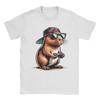 Cool Capybara Playing Video Games Men T Shirts  Vintage Tee Shirt Short Sleeve Crew Neck TShirt  Cotton Summer Clothing