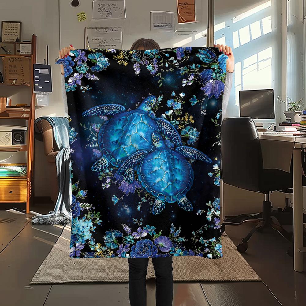 1Pc Turtles Octopuses Print Flannel Blanket, High quality Comfortable for All Seasons, Home Decor, Warmth and Comfort, Perfect for Gifts