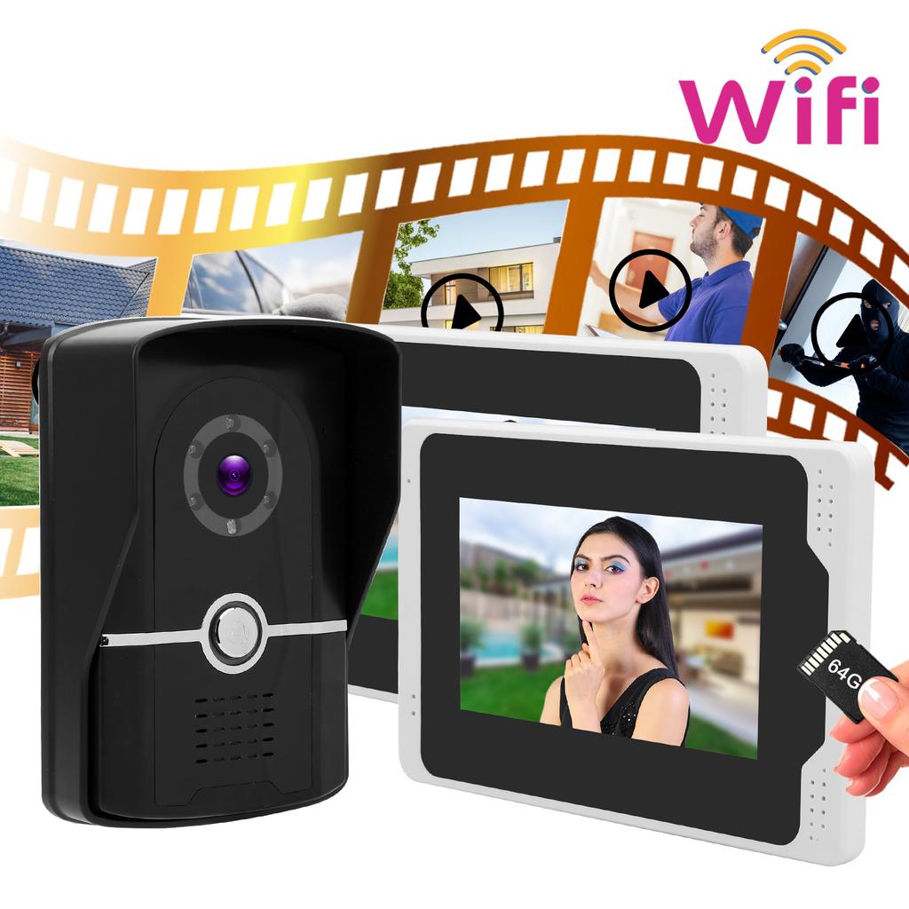 1080P Wifi Video Doorbell 7in TFT LCD Display 2 Monitors 110 degrees  Wide Angle Waterproof Night Vision