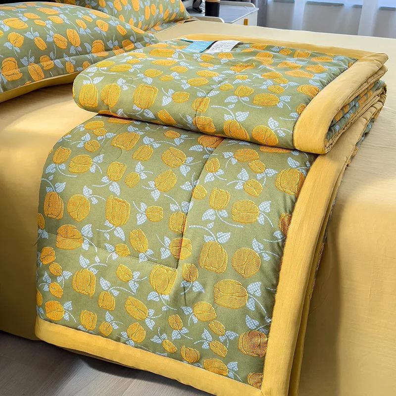 

Retro Printed Summer Cooling Comforter Soft skin friendly air conditioner blanket Queen/King Single Double Bed Quilted Quilt 150x200cm 1pcs