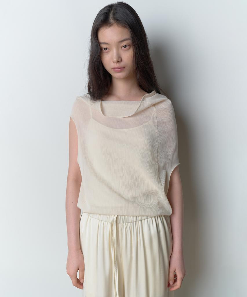 Bopeu Lunel Sheer Asymmetric Top (Cream)
