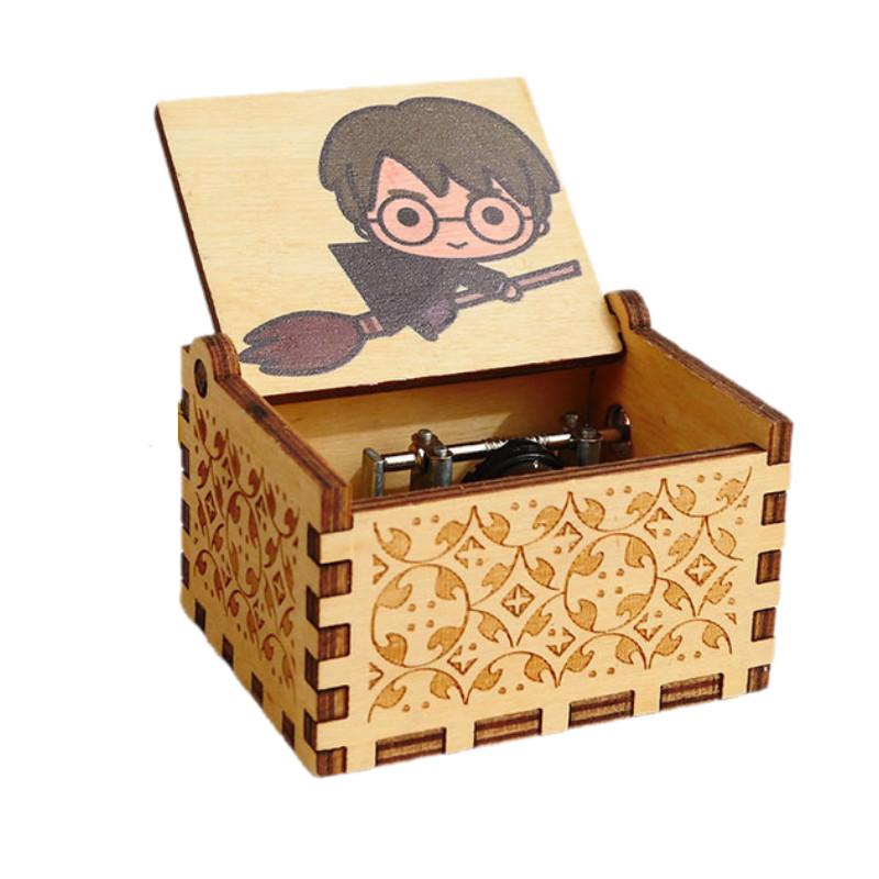 Vintage Harry Potter Hand-crank Music Box Exquisite Wooden Miniature Gift For Couples