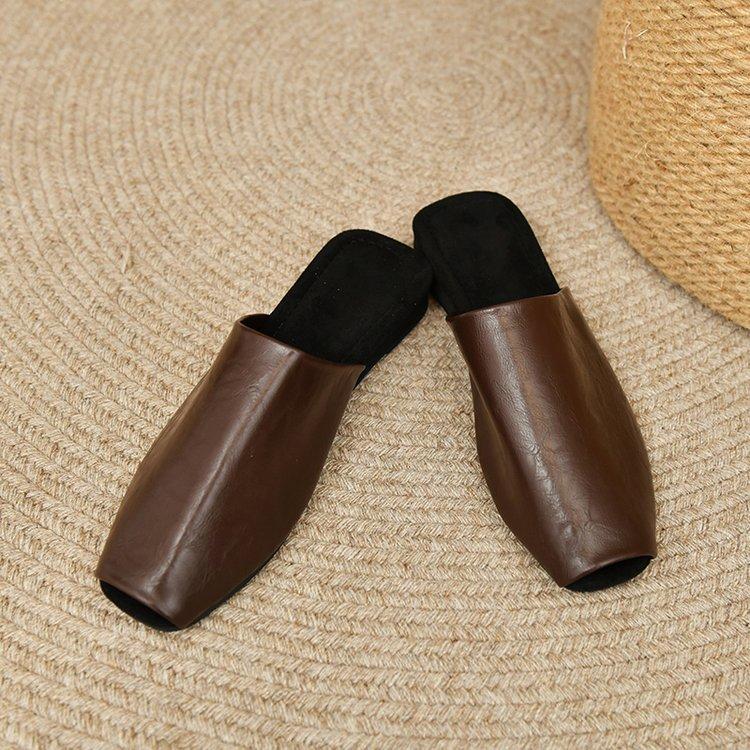 

Новая модель Ся очень удобна в носке, ленивая сумка-голова полушлепанцы, женский Сясянфэн рыбий рот, низкий каблук мягкая подошва мюли 42 коричневый
