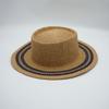 Korean Vacation Beach Outing Striped Hollow Woven Flat Top Straw Hat Top Hat Women'S Summer Sunshade Sun Protection Japanese Hat