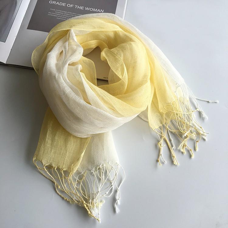 Fashion Creative Scarf Thin Linen Shawl Gradual Change Color Style Pure Linen Women'S Scarf Direct Supply