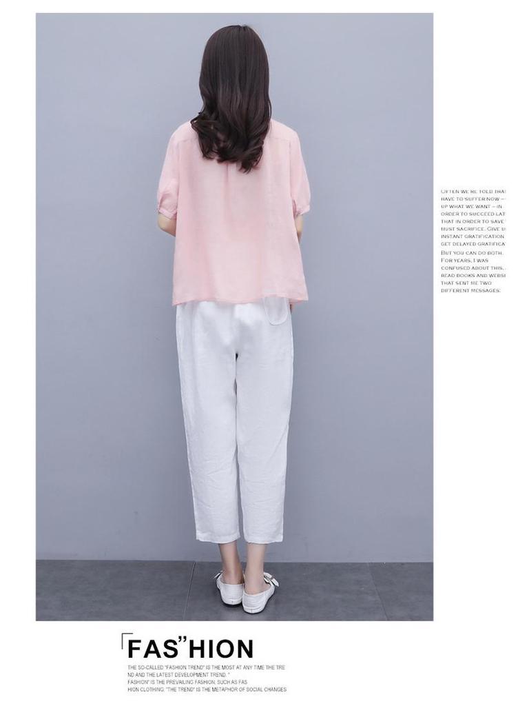Summer 2025 Fashionable Cotton-Linen Set for Women – Petite, Youthful Style
