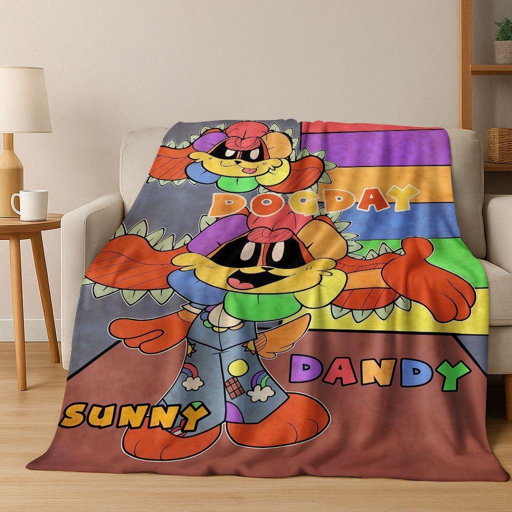 Cartoon S-Smiling C-Critters Craftycorn Catnap Art Flannel Blanket,Cozy Soft Throw Blanket for Home Bedroom Bed Sofa Cover Gift