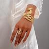 Individuality Exaggerated Punk Style Designed Eagle Open Ring Glossy Ring, Niche Retro Floral Geometric Jewelry Set