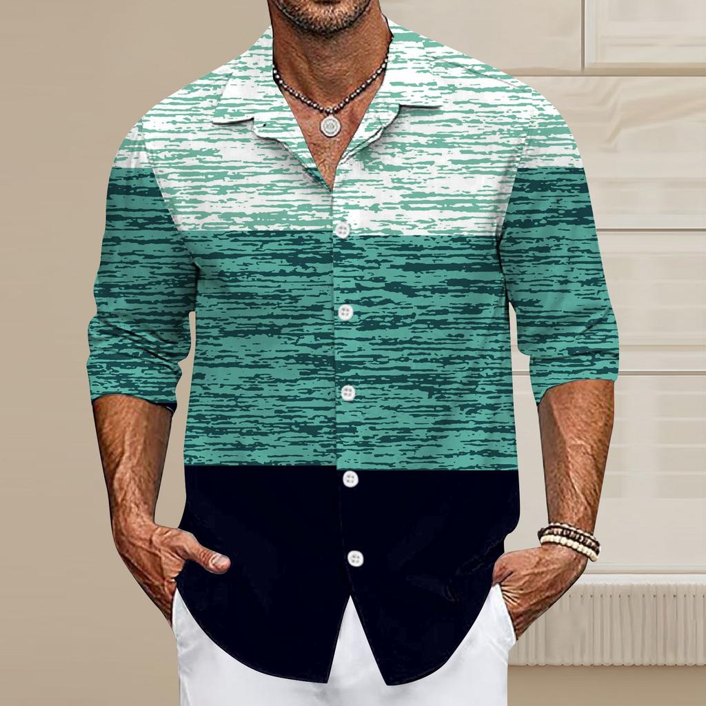 Herren Sommer Neue Lose Druck Langarm Hemd Strickjacke Strand Hemd