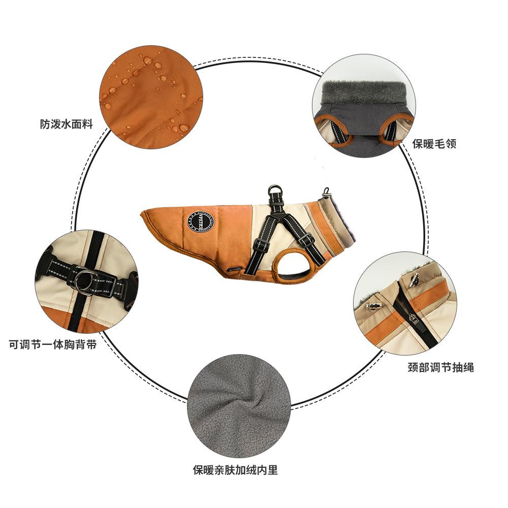 Dog Clothes Small Dog With Traction Buckle Thick Coat Winter Clothing Warm Pet Clothes Dog Cotton Coat Schnauzer