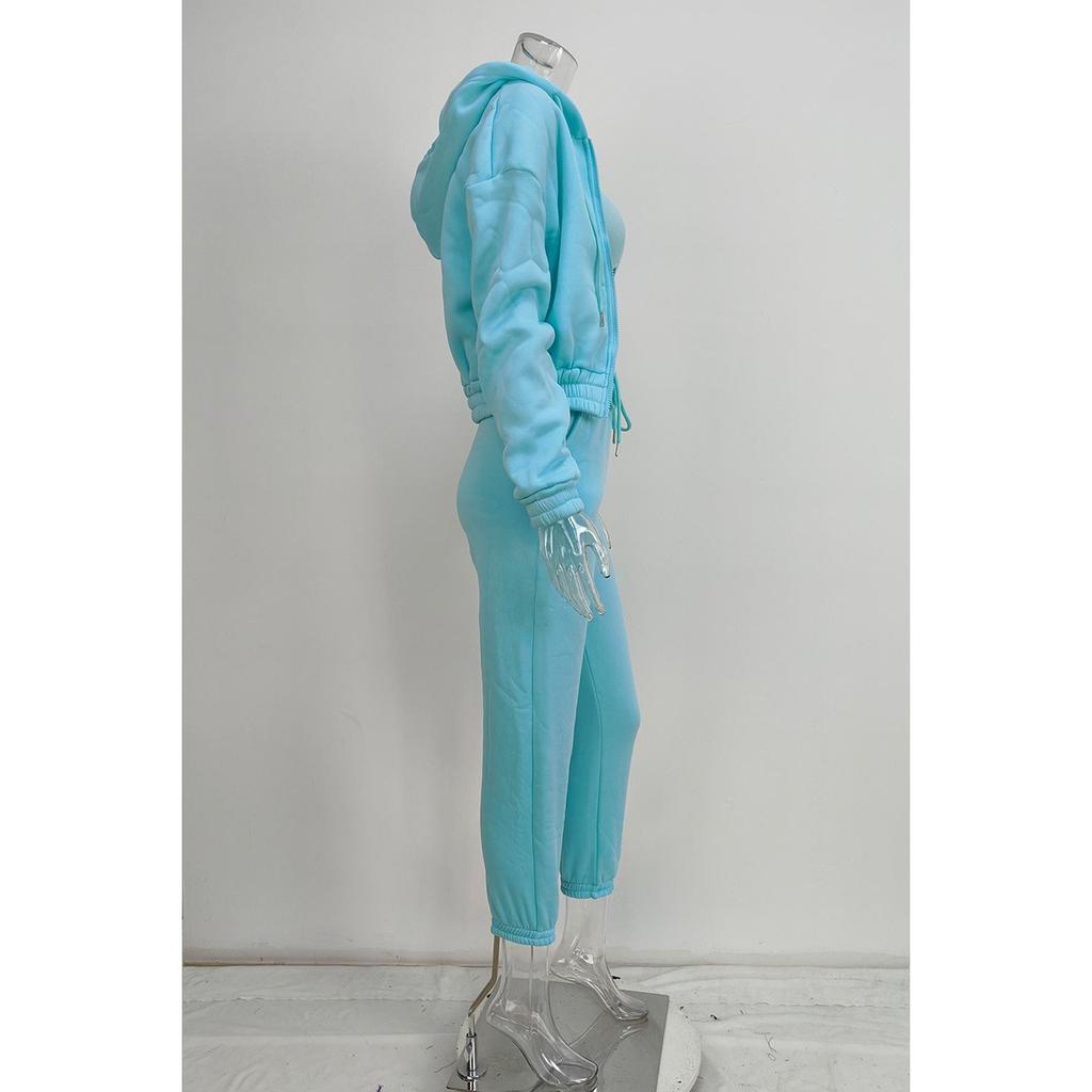 Spring and Autumn New Women's Clothing Solid Color, Simple Hooded Sweatshirt, Sports Casual Pants Three Piece Set