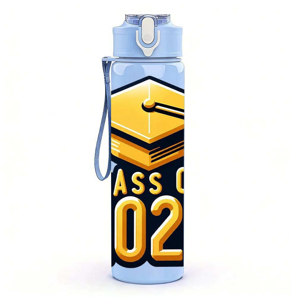1PC Class Of 2026 Graduation Cap 750ml Color Plastic Water Bottle Leakproof Flip Straw Lid For Sports Office Home Use