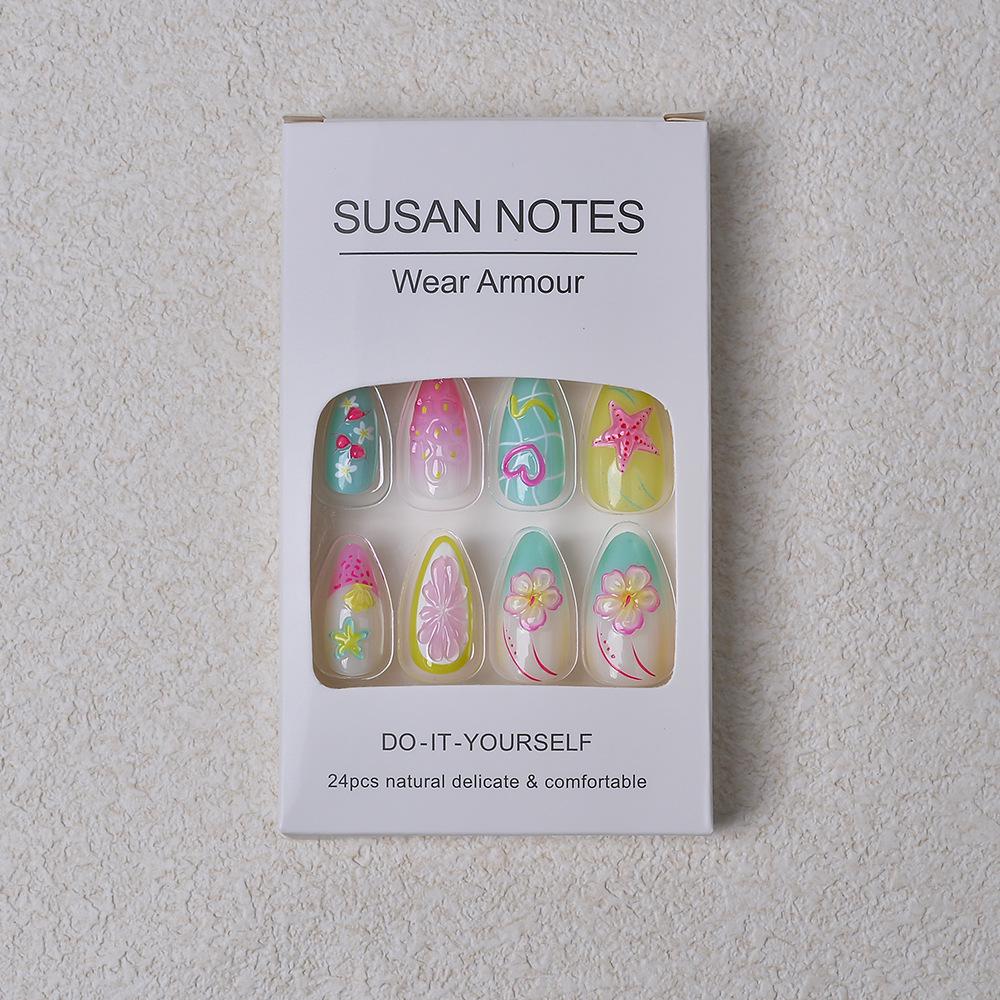 24 pcs Summer Macaron Color 3D Detachable Drip Glue Nails – Colorful, Wearable Nail Art