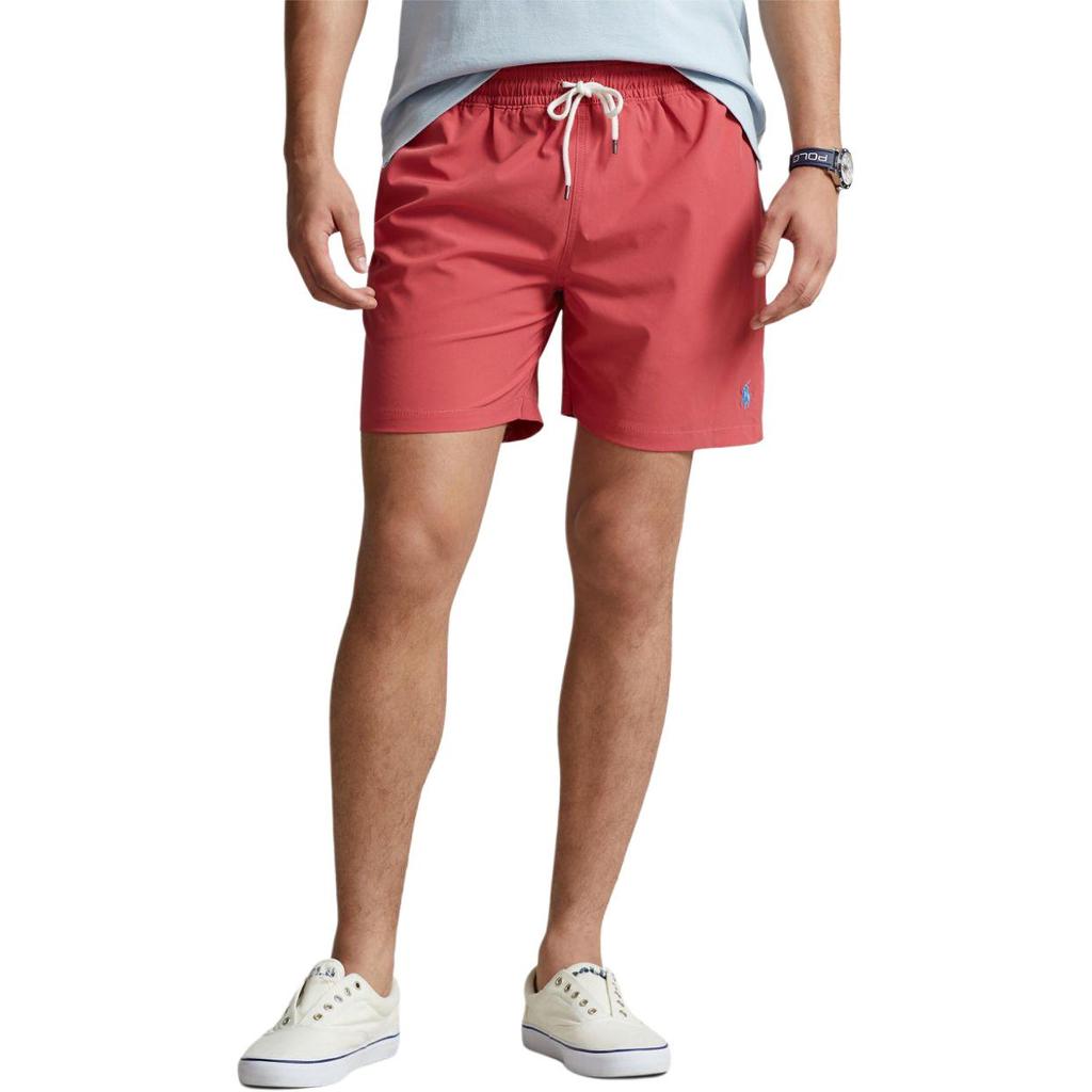 Polo Ralph Lauren Elastyczny Sznurek Logo Krój Prosta Nogawka Szorty Kąpielowe Męskie Szorty Kąpielowe Czerwone 710829851-053