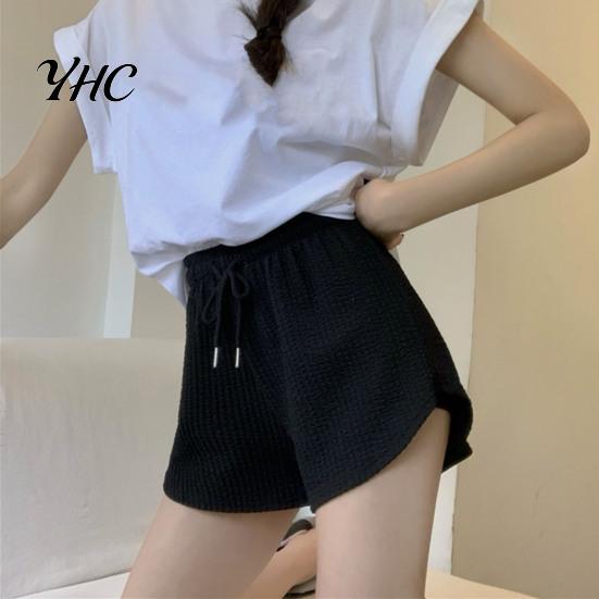 Comfortable Daily Wear Shorts Women Summer Drawstring High Elastic Waist Solid Color A-line Elegant Soft Breathable Thin Loose Beach Sports Jogging