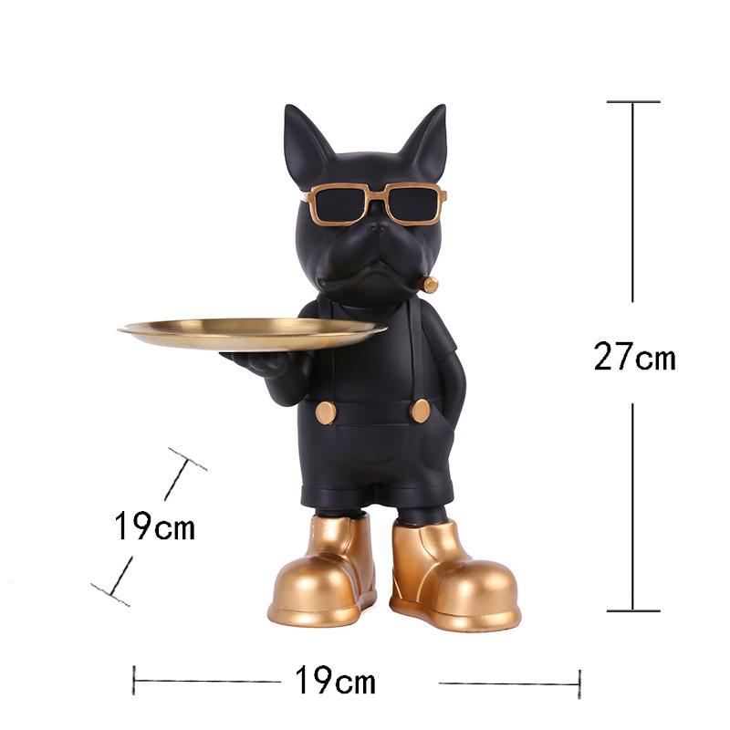 Creative Resin French Jeans Bulldog Animal Ornament, Kitchen Tray, Desktop Storage, Snack Candy Plate, Handicrafts