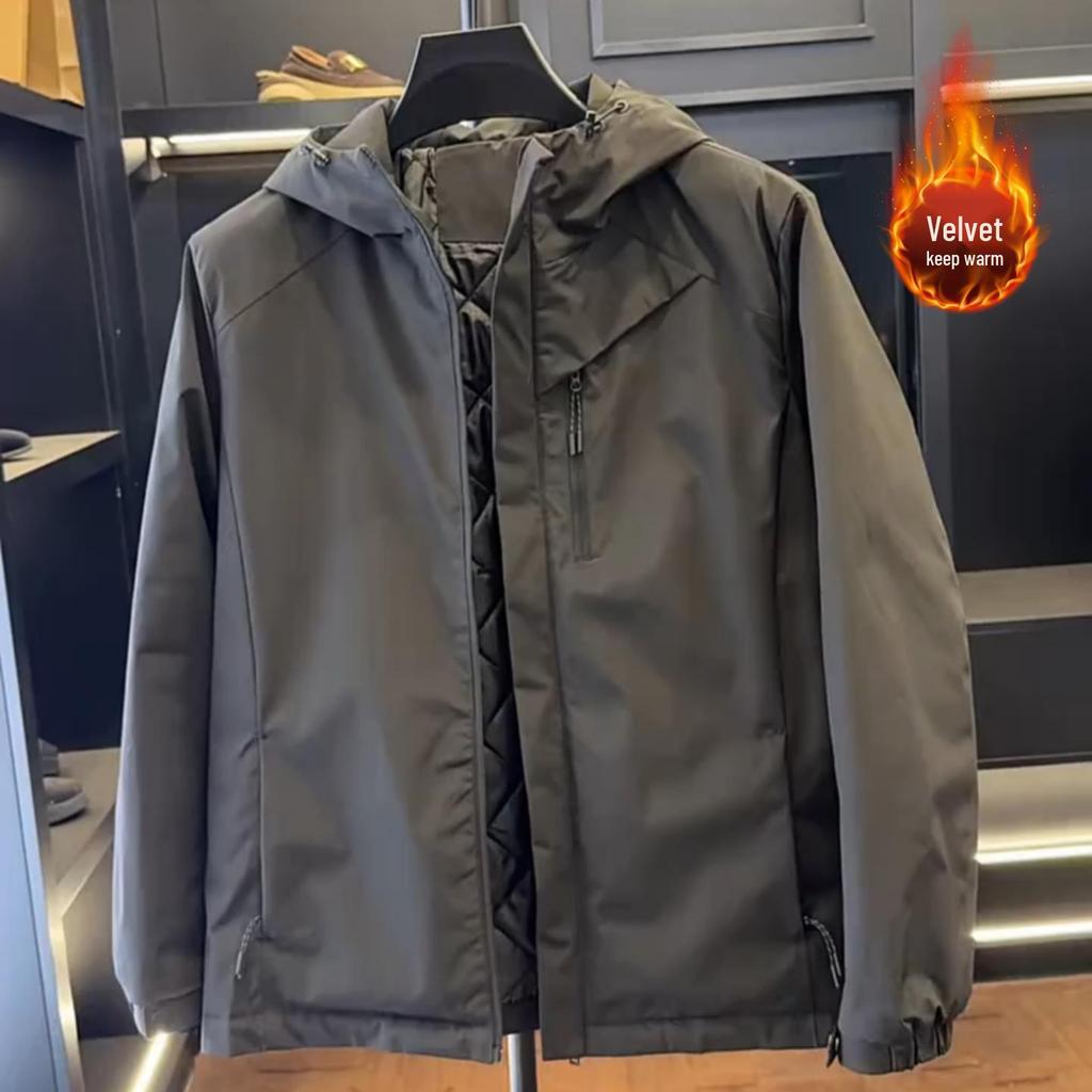 Trendy Men's Winter Cotton-Padded Hooded Jacket - Warm, Windproof, Versatile, and Fashionable Outdoor Coat