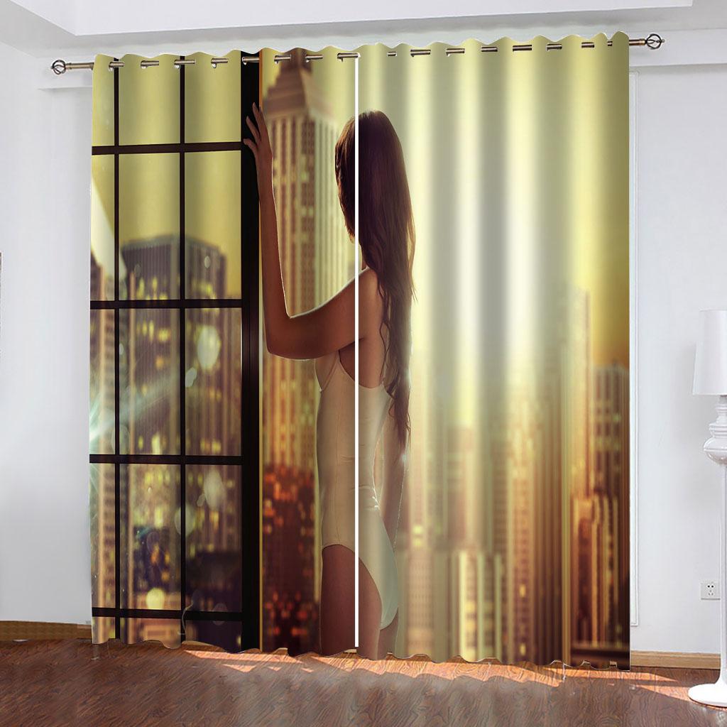 

Шторы для элегантных комнат домов 3D стильные красные помады красота шторы для гостиной роскошный комплект, шторы для спальни W70xH160cmx2&Grommet Top