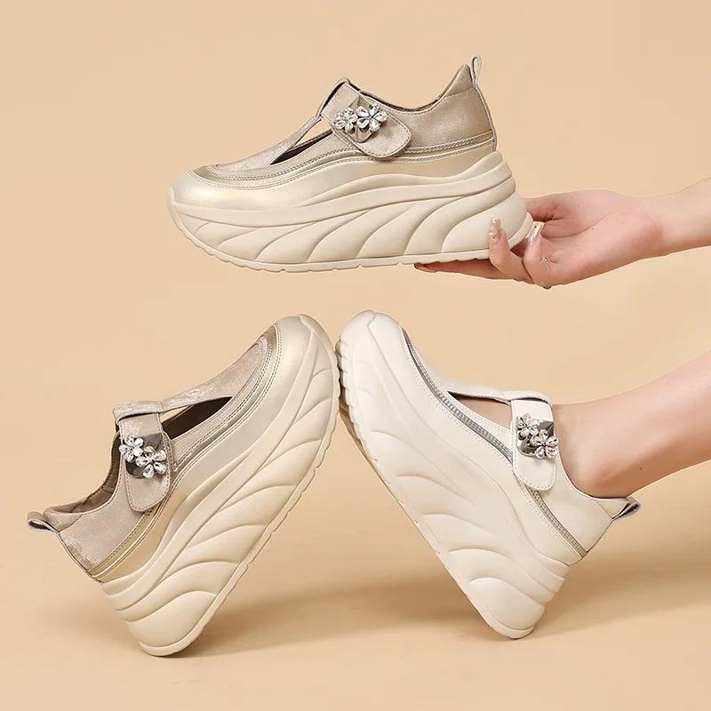 Platform Sneakers Women Casual Shoes Slip Chunky Shoes White Fashion Sneaker Walking