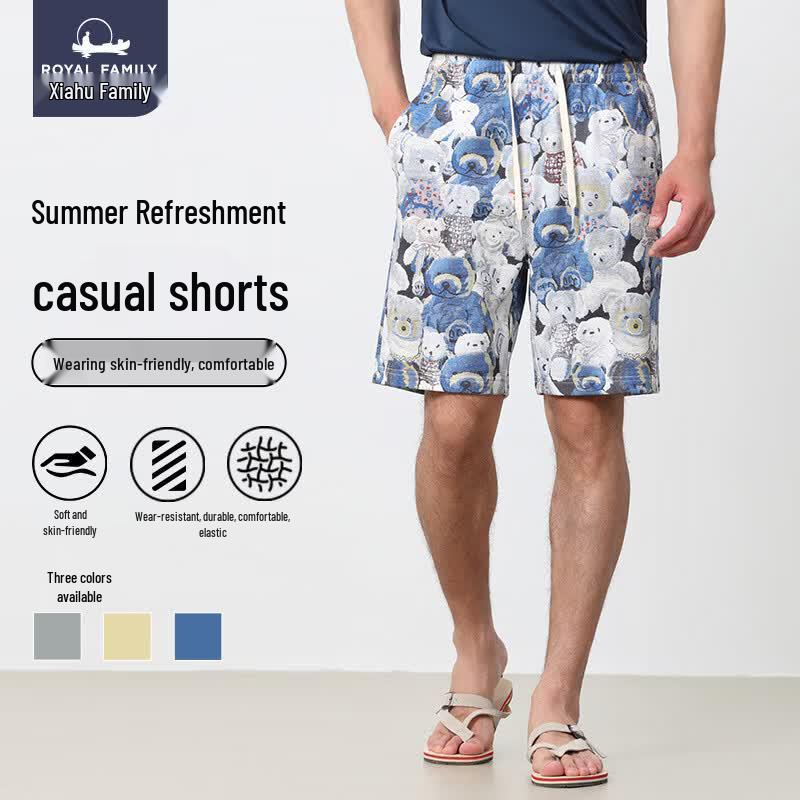 Men s Digital Print Cotton Blend Casual Shorts M