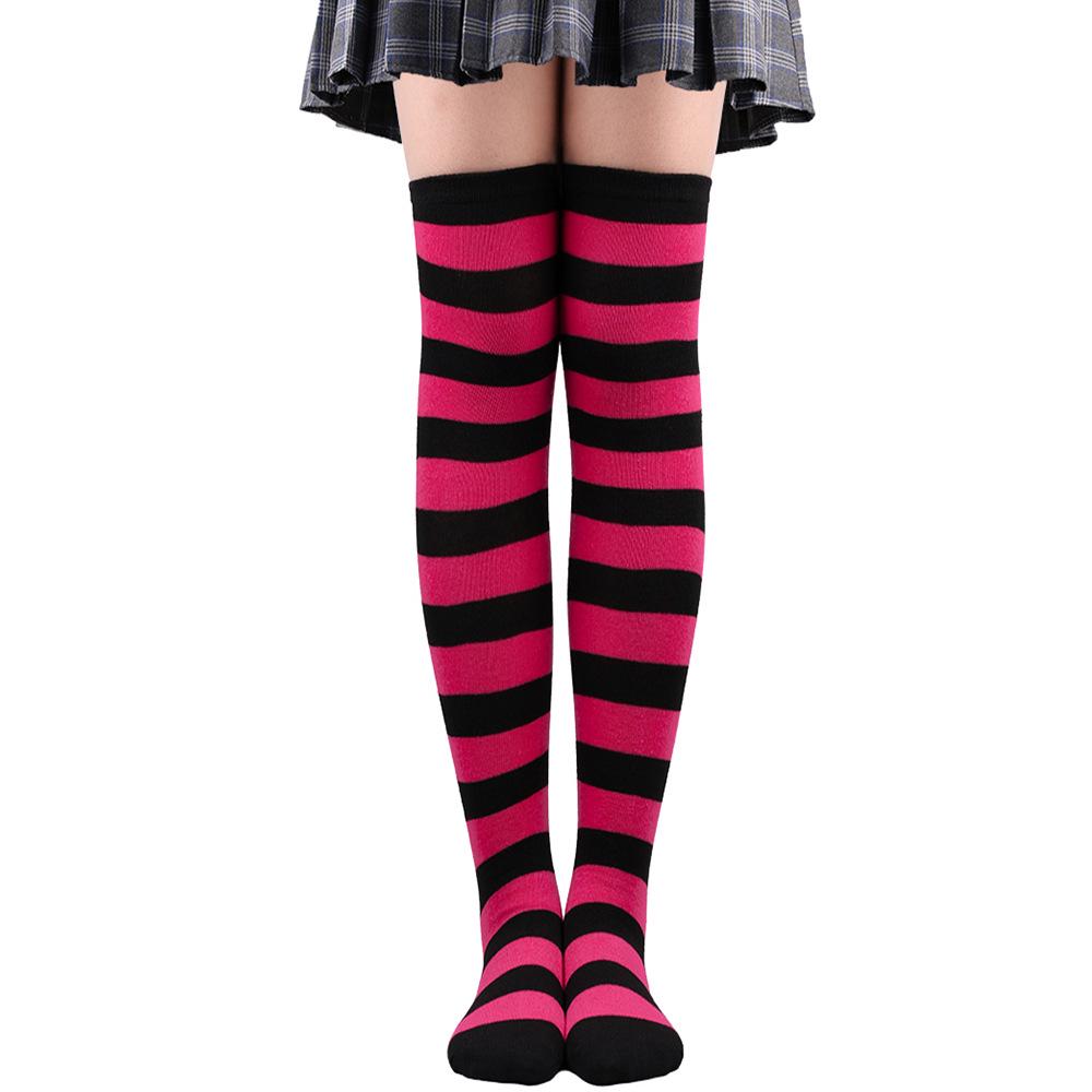 Women's Zebra Striped Thigh-High Socks: Japanese & Korean Style Over-the-Knee Halloween Cosplay Performance.