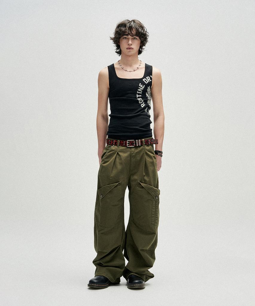 NOT4NERD Flap Pocket Curved Cotton Pants - Khaki