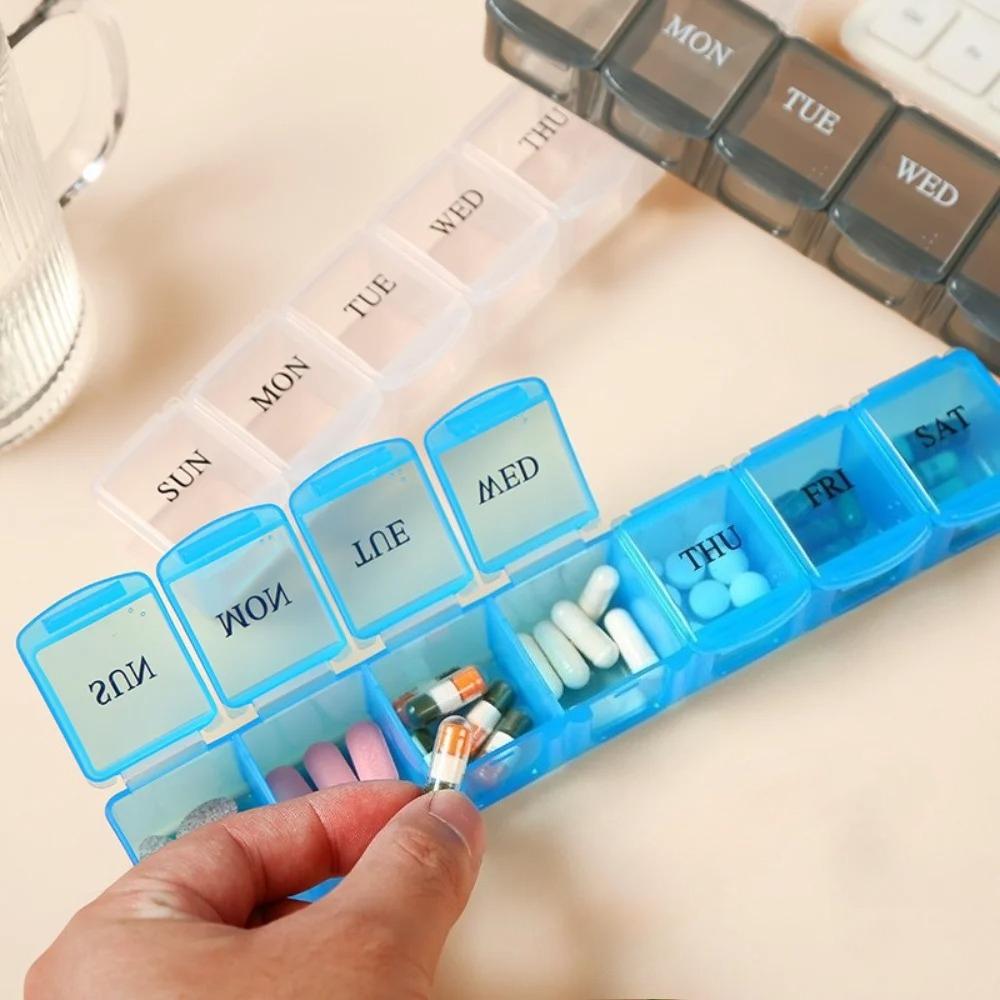 New Premuim Portable Hot Weekly 7 Day 7 Grids Pill Cases Organizer Storage Container Box for Travel Medicine Vitamin Fish Oils