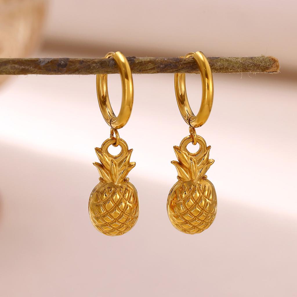 Cute Hoop Earrings Women's Party Geometric Heart Small Fish Gold Color Hanging Hoops Stainless Steel Jewelry Flower Earring Gift
