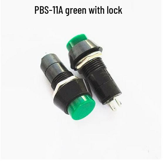 Round Self-Locking Self-Resetting Momentary Push Button Switch, 12MM, Red/Green