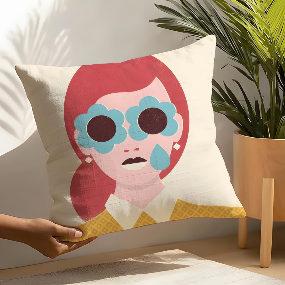 Pillow Case Linen Cushion Covers For Decorative Sofa Home Pillows Case Car Chair Pillows Cases Quirky Beautiful Fashion Patterns