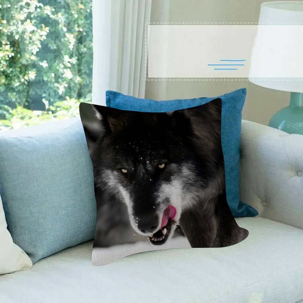 Animal Wolf Fun Cushion Cover Car Throw Pillow Case For Sofa Car Christmas Gift