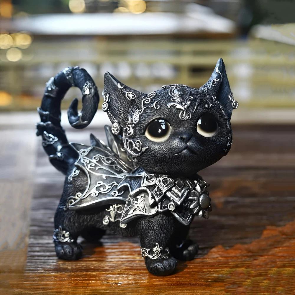 Mysterious Black Kitten Mysterious Black Cat Statue Cat Action Figure  Kids Toy