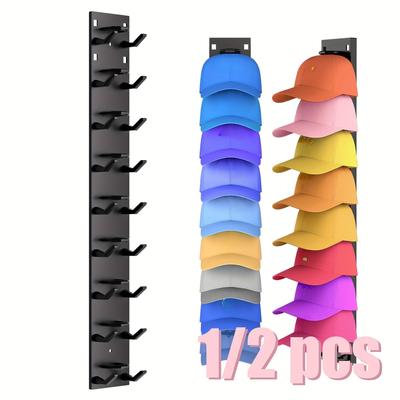 Strong Adhesive Baseball Cap Storage Rack | Multi-Layer Hat Display Shelf for 9/18 Baseball Caps, for Wardrobe Door and Bedroom