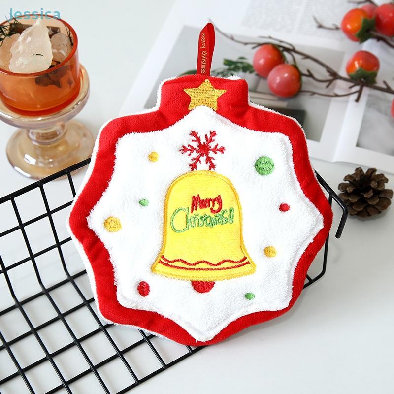 Coral Velvet Christmas Santa Claus Hand Towels Kitchen Absorbent Quick Drying Rag Cartoon Hand Towel