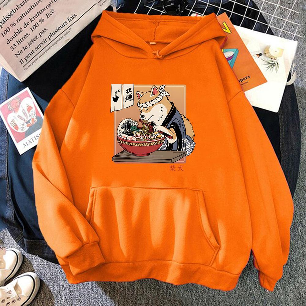 Ramen Shiba Ukiyo-e Hoodies Kawaii Dog Sweatshirts Cartoon Anime Manga Casual Y2k Clothes Women Hoody Long Sleecve