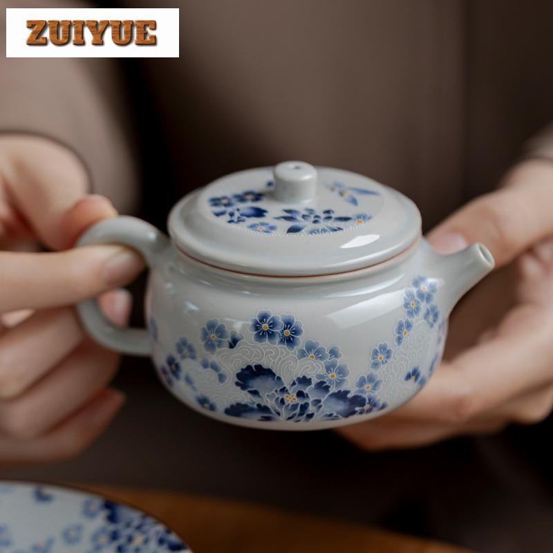 130ml Hand Painted Butterfly Flower De Zhong Teapot Creative Tea Infuser Pot Tea Brewing Kettle With Ball Hole Tea Set Ornaments
