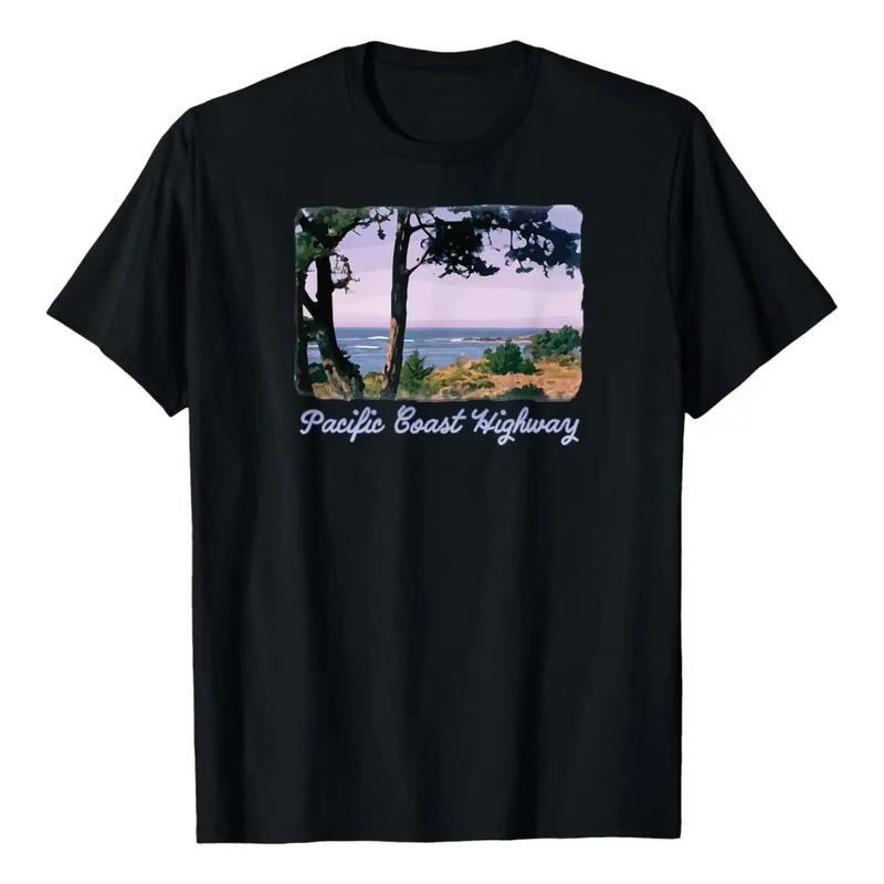 Camiseta Panoramica De Praia Oceanica Da Pacific Coast Highw S разноцветный