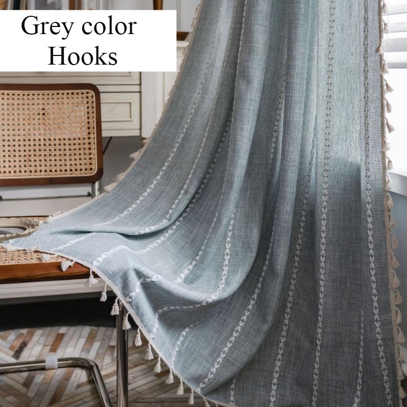 

Home Boho Curtain for Bedroom Living Room, Light Filtering French Country Farmhouse Vintage Chic Tassels Hollow Window Treatment Bohemian Drape, 1pc W132cm*H45cm