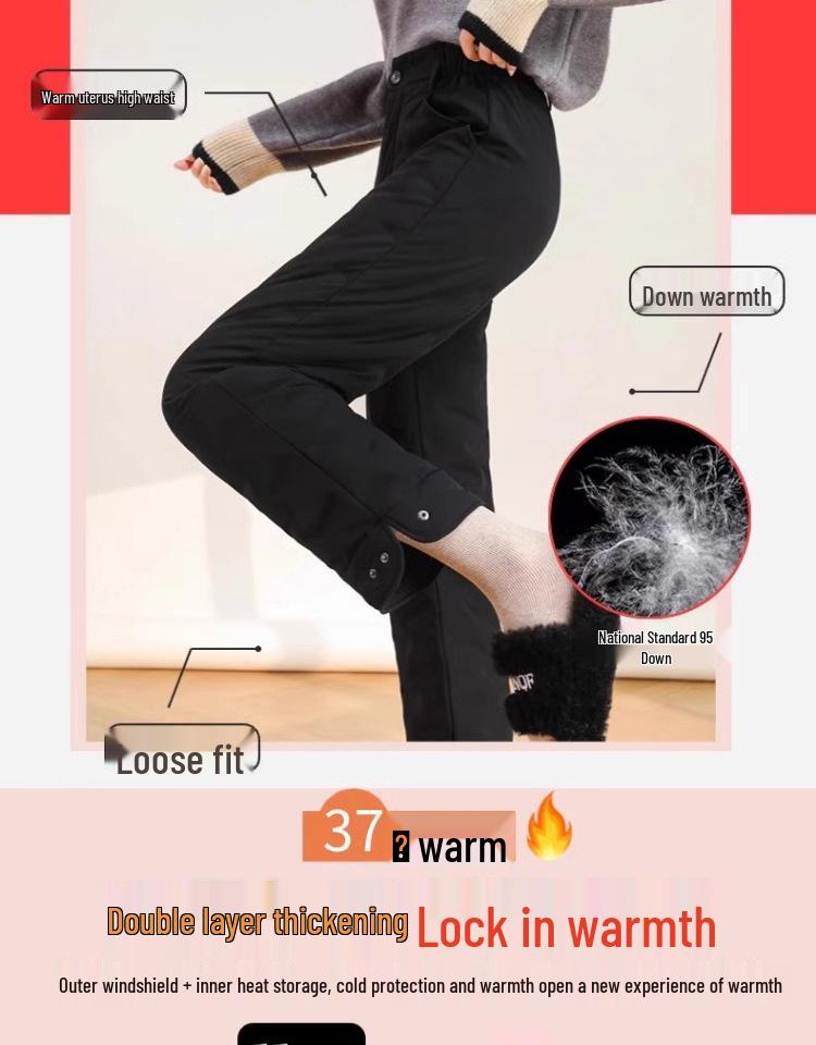 Damen 2025 Winter Gänsedaunhose: Lässige, hochwertige, kältefeste Schneehose mit geradem Bein
