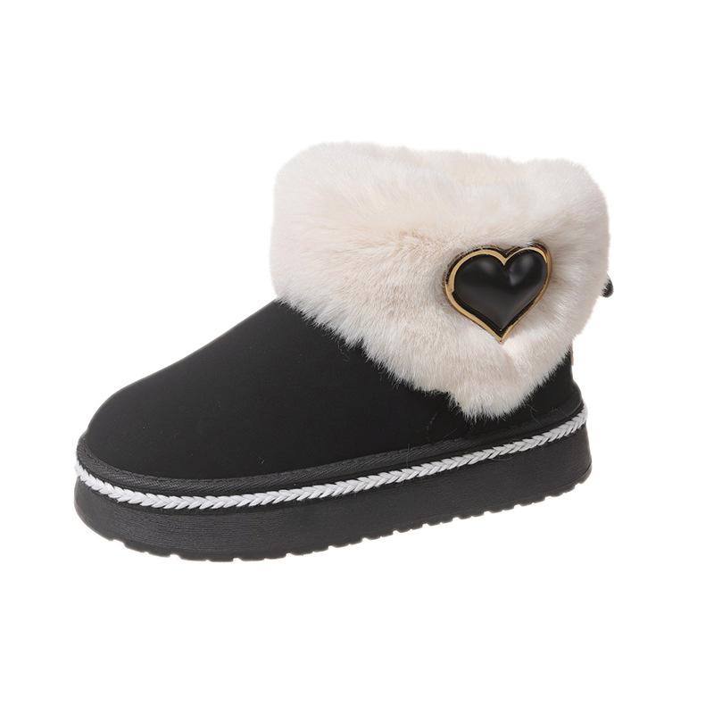 

Зимние женские модные хлопковые ботинки на толстой подошве, увеличивающие рост, новые 2025 года, нескользящие, на бархатной подкладке, теплые, на одной педали, в стиле хлебных ботинок 41 чёрный