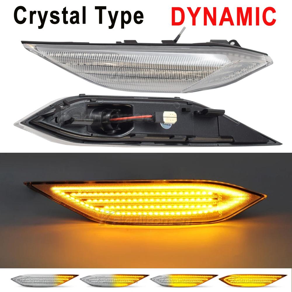 For Porsche Cayenne 958 92A 2010-2014 Clear & Smoked Lens LED Side Marker Lamp Dynamic Amber Turn Signal Blinker Indicator Light