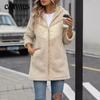 Women's Fall and Winter Cardigan Hooded Medium-length Zipper Loose Plush Jacket