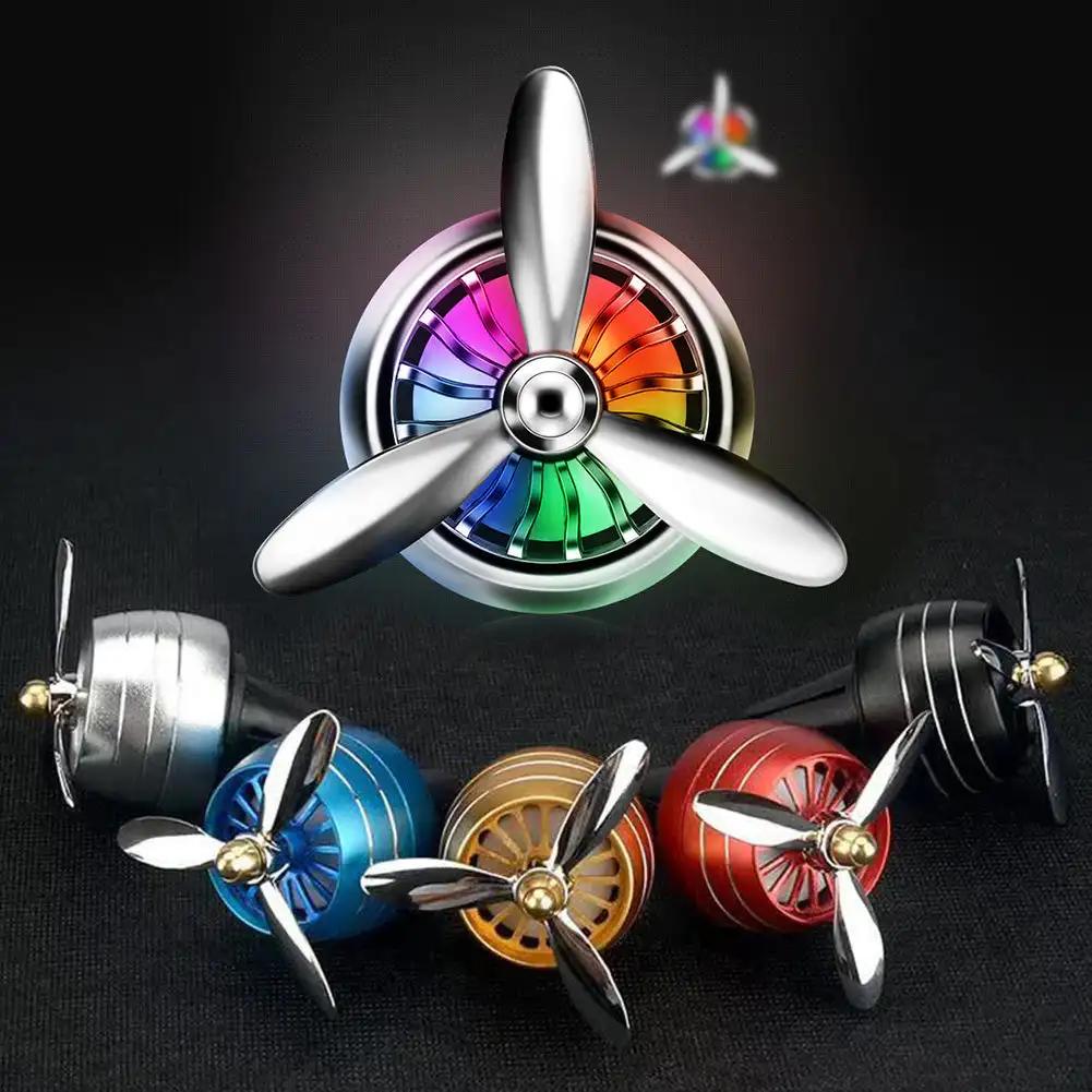 Car Air Freshener Air Vent Freshener Perfume Clip Helicopter with LED Colorful Ambience Light Fan Fragrance Aroma Diffuser