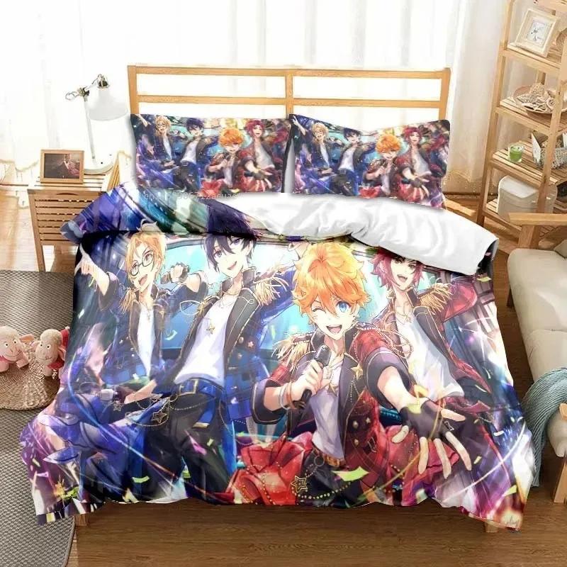 3D Anime Rockband Ensemble Stars Ganzjahres-Einzelbettwäsche-Set 3-teiliges Bettdecken-Set Bettbezug Doppel-King Bettdeckenbezug