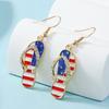 Independence Day Flag Hat, Slippers, Love Earrings, Red, White And Blue Striped Flag Earrings