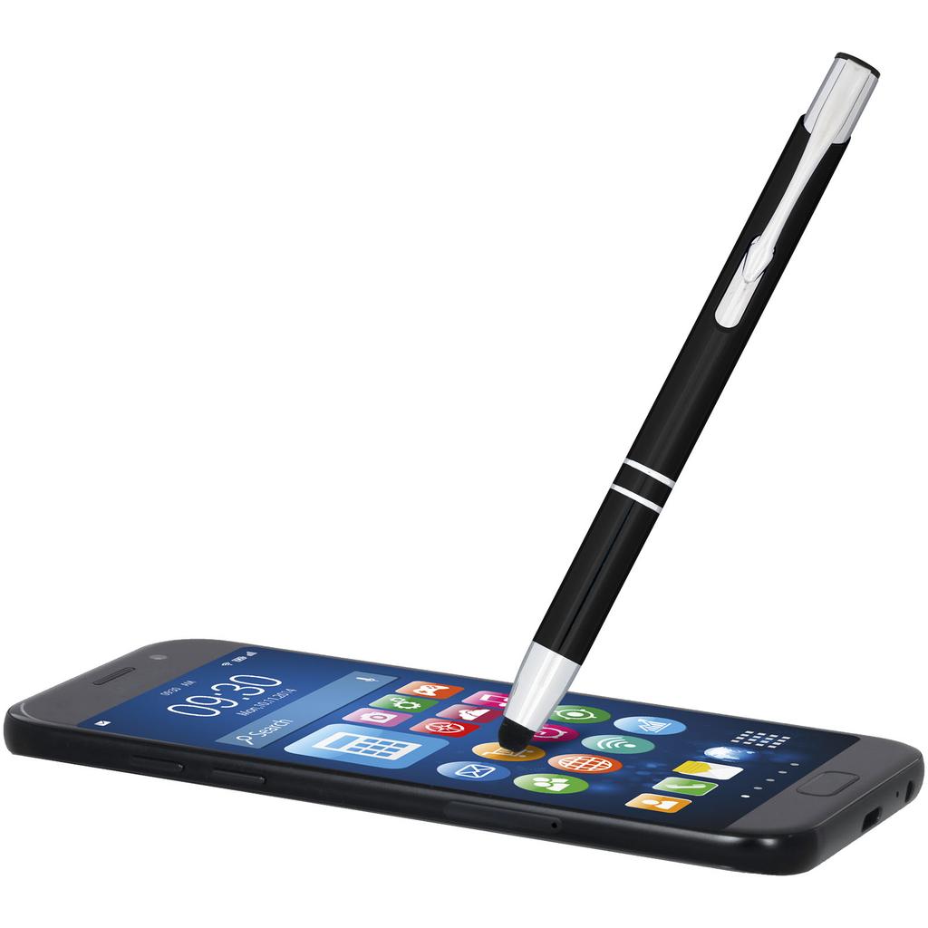 Pen with stylus of aluminum “Moneta” (blue ink) Deep black