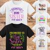 Camiseta Personalizada para Irmã Mais Velha "Estou Sendo Promovida a Irmã Mais Velha" 100% Algodão Camisetas Masculinas Tops #P1 #PR #A