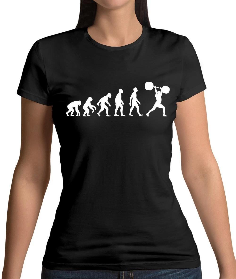 Evolution of Man Weight Lifter - Womens T-Shirt - Gym Exercise Lifting Weights S